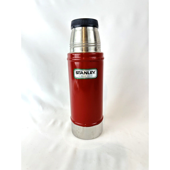 Stanley Travel Thermos Red Stainless Steel 16 Ounce Vacuum Bottle No Cup - Picture 2 of 12